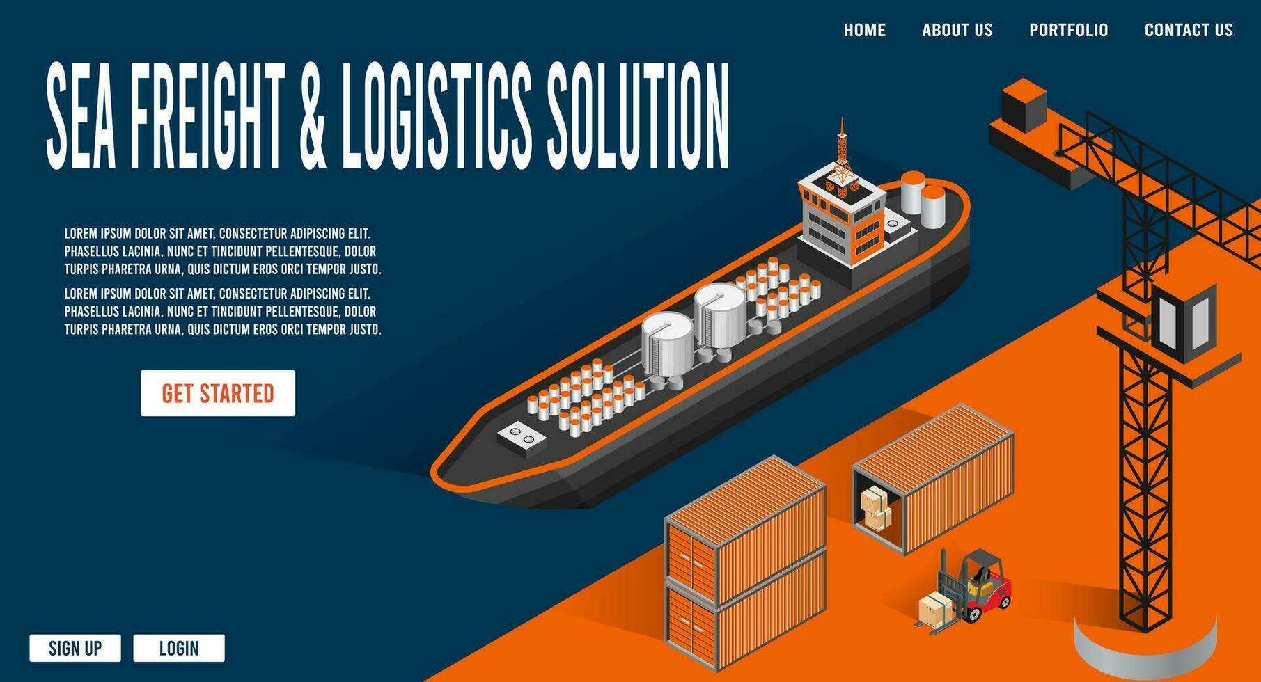 Modern Global logistic service concept with export, import, warehouse business, transport. Vector illustration eps 10