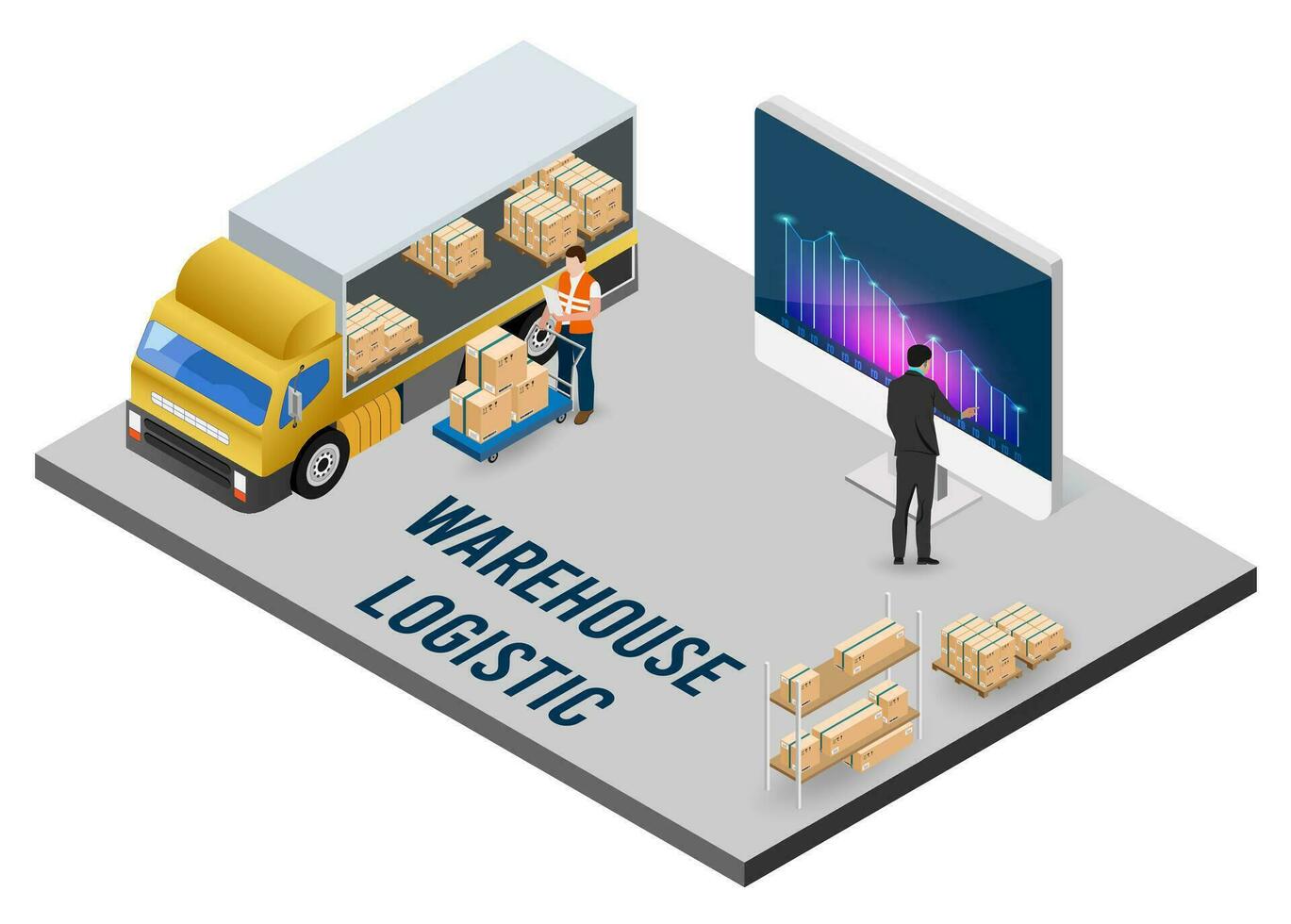 moderno global logístico Servicio concepto con exportar, importar, almacén negocio, transporte. vector ilustración eps 10