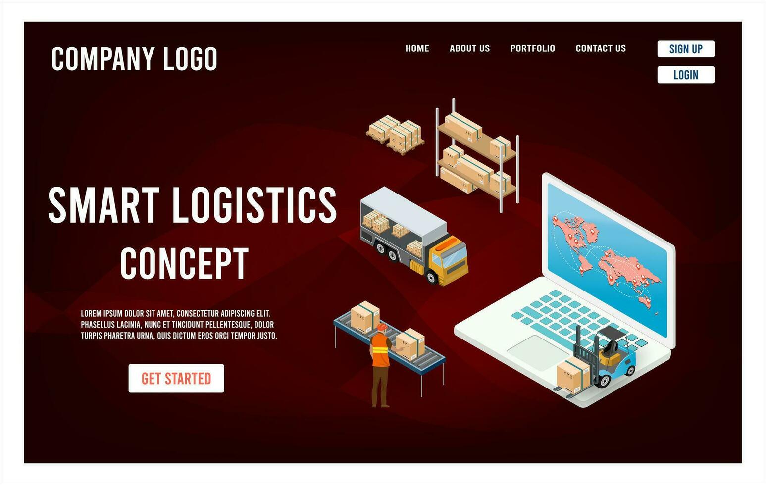 Modern Global logistic service concept with export, import, warehouse business, transport. Vector illustration eps 10