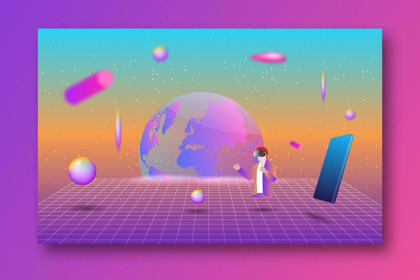 Concept of Future digital technology metaverse, colorful background. Vector illustration eps10