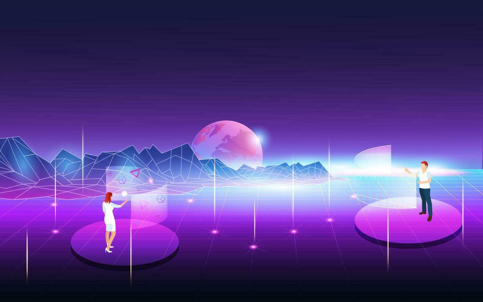 Concept of Future digital technology metaverse, colorful background. Vector illustration eps10