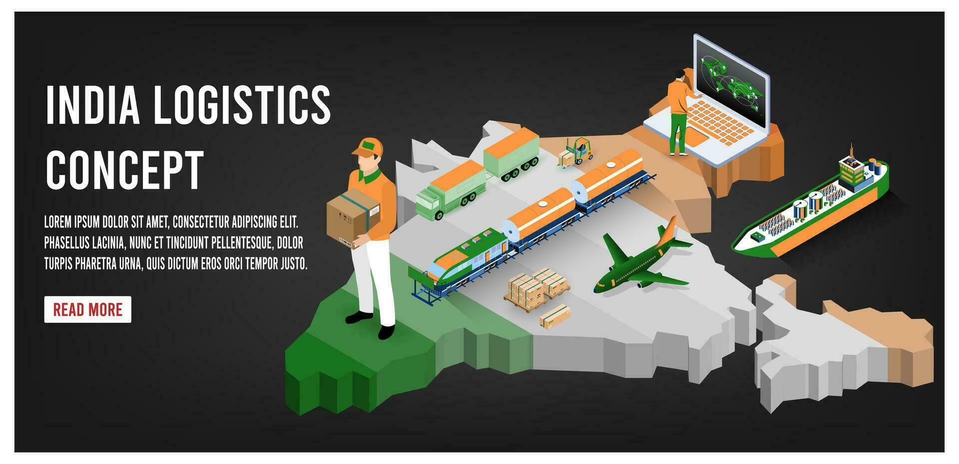 moderno isométrica concepto de India transporte con global logística, almacén logística, mar carga logística. fácil a editar y personalizar vector ilustración eps10