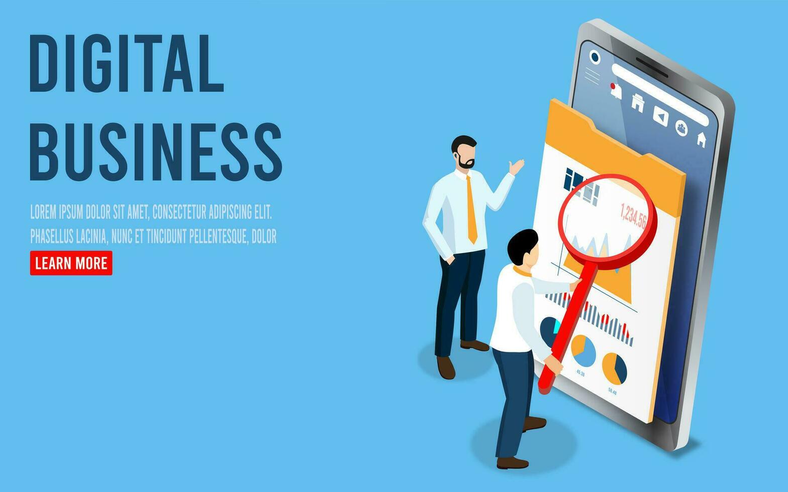 Digital business concept with Characters working together and starting a digital consulting agency that specializes in analytics and data-driven insights for businesses. Vector illustration eps10