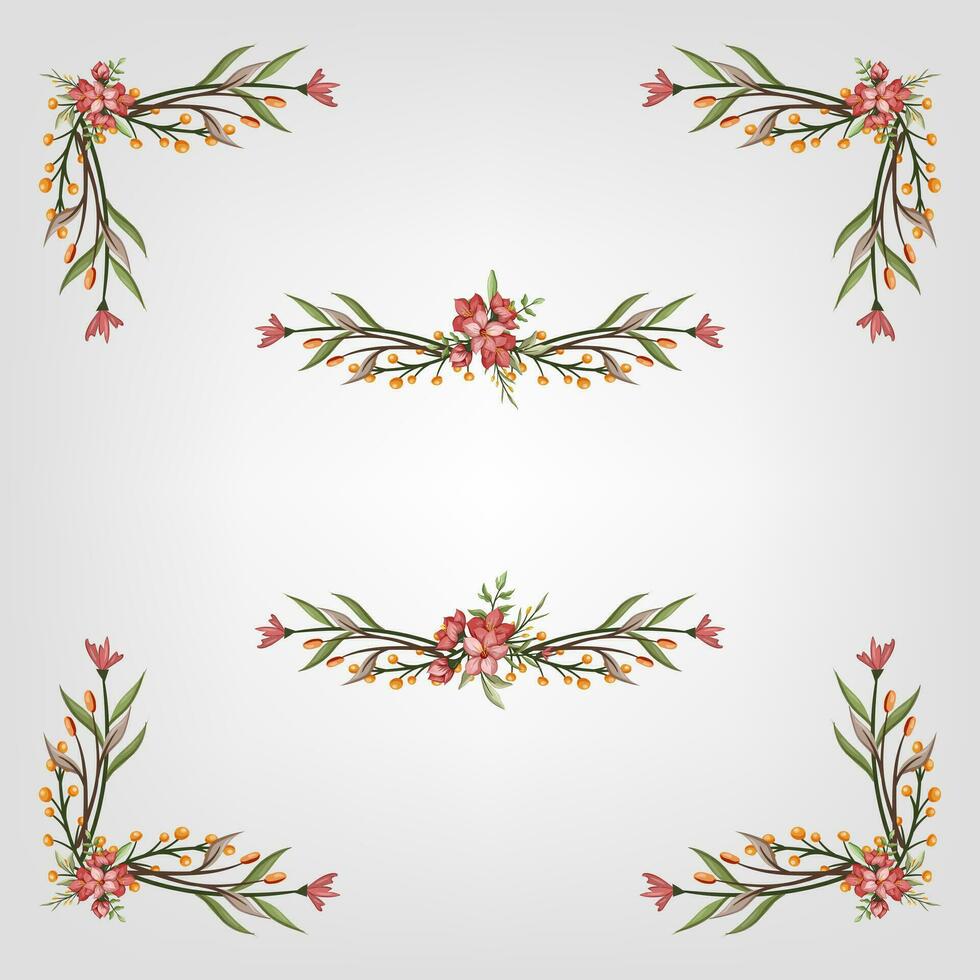 Set botanic blossom floral elements Decorative for Invitation vector