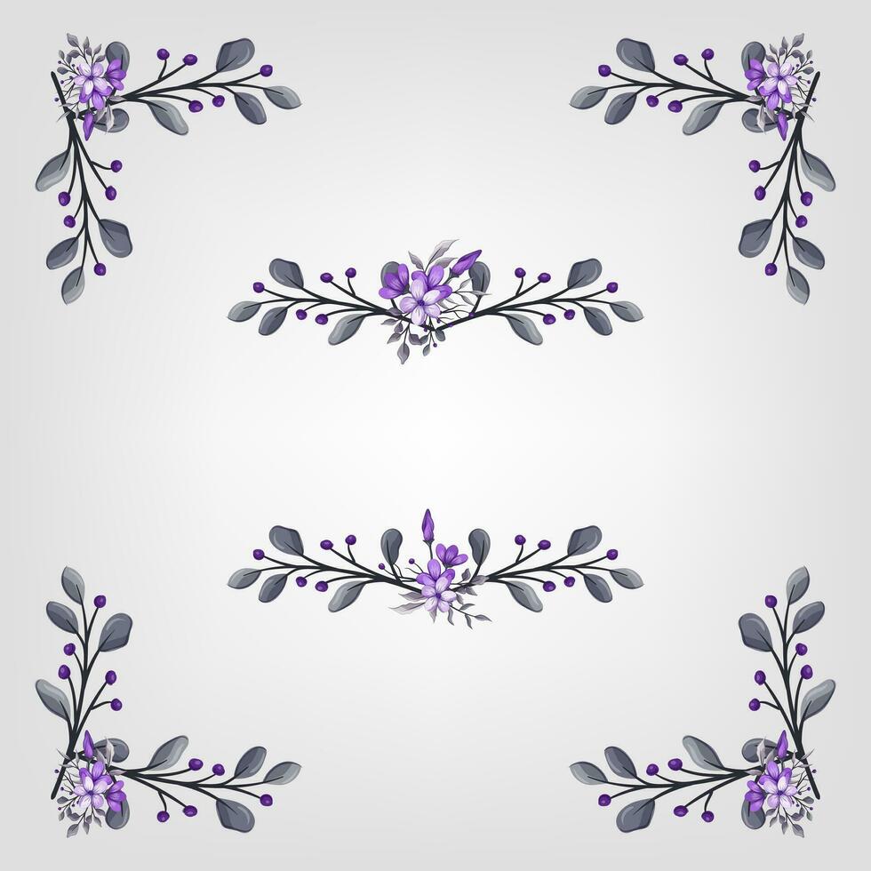 Set botanic blossom floral elements Decorative for Invitation vector