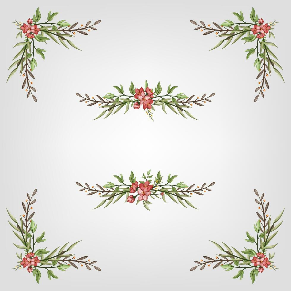 Set botanic blossom floral elements Decorative for Invitation vector