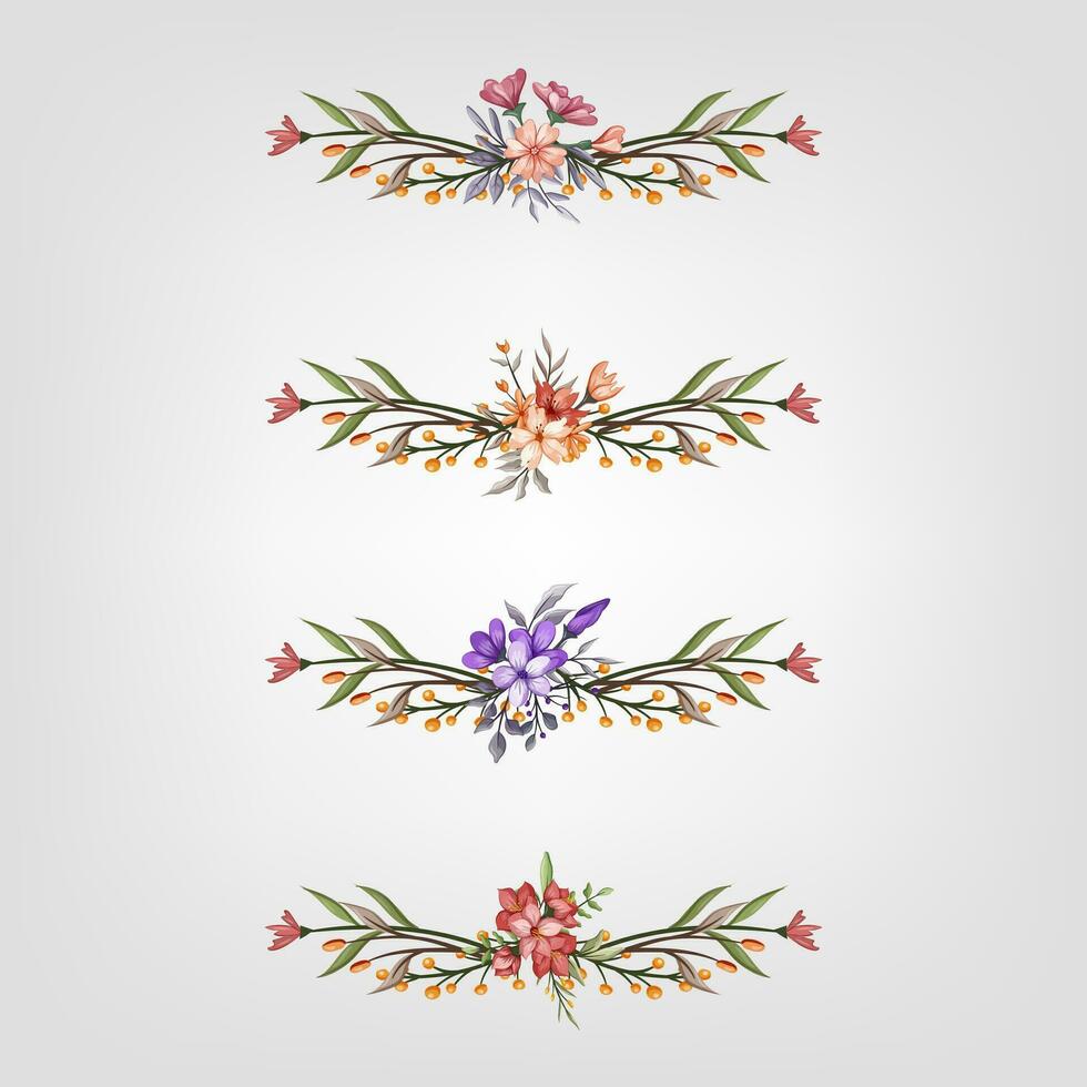 Set botanic blossom floral elements Decorative for Invitation vector
