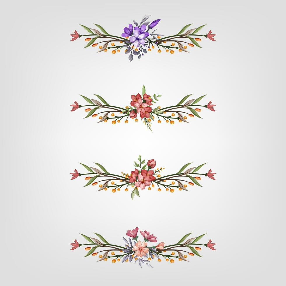 conjunto botánico florecer floral elementos decorativo para invitación vector