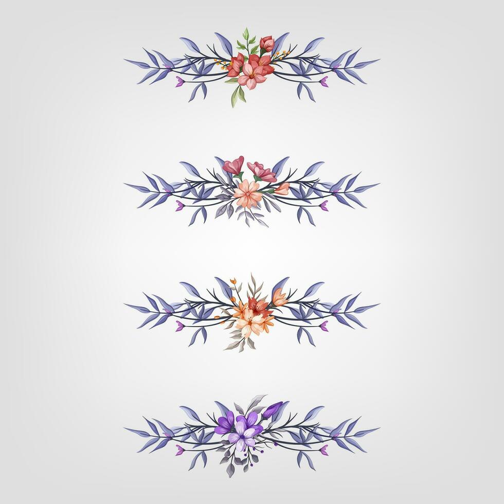Set botanic blossom floral elements Decorative for Invitation vector