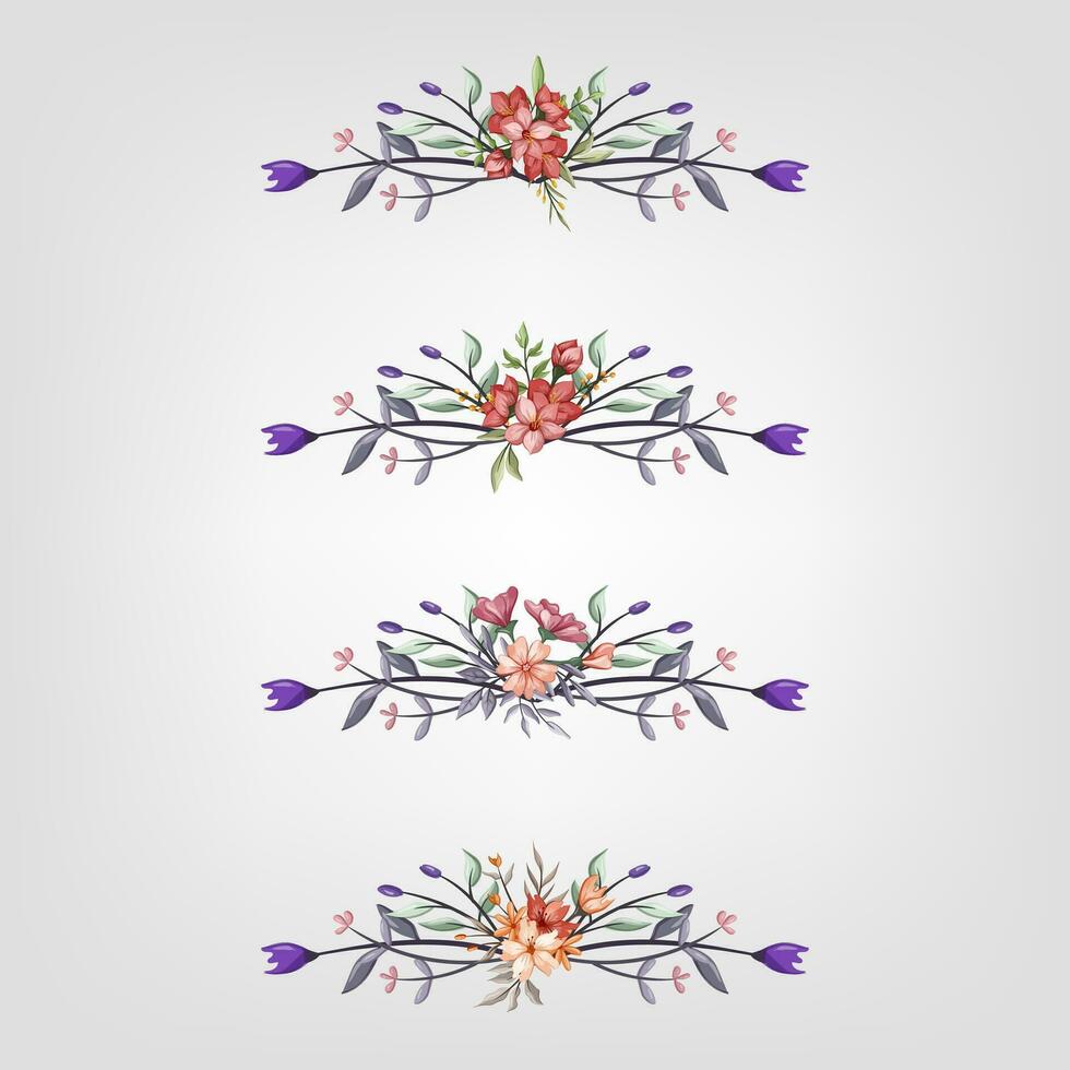 Set botanic blossom floral elements Decorative for Invitation vector