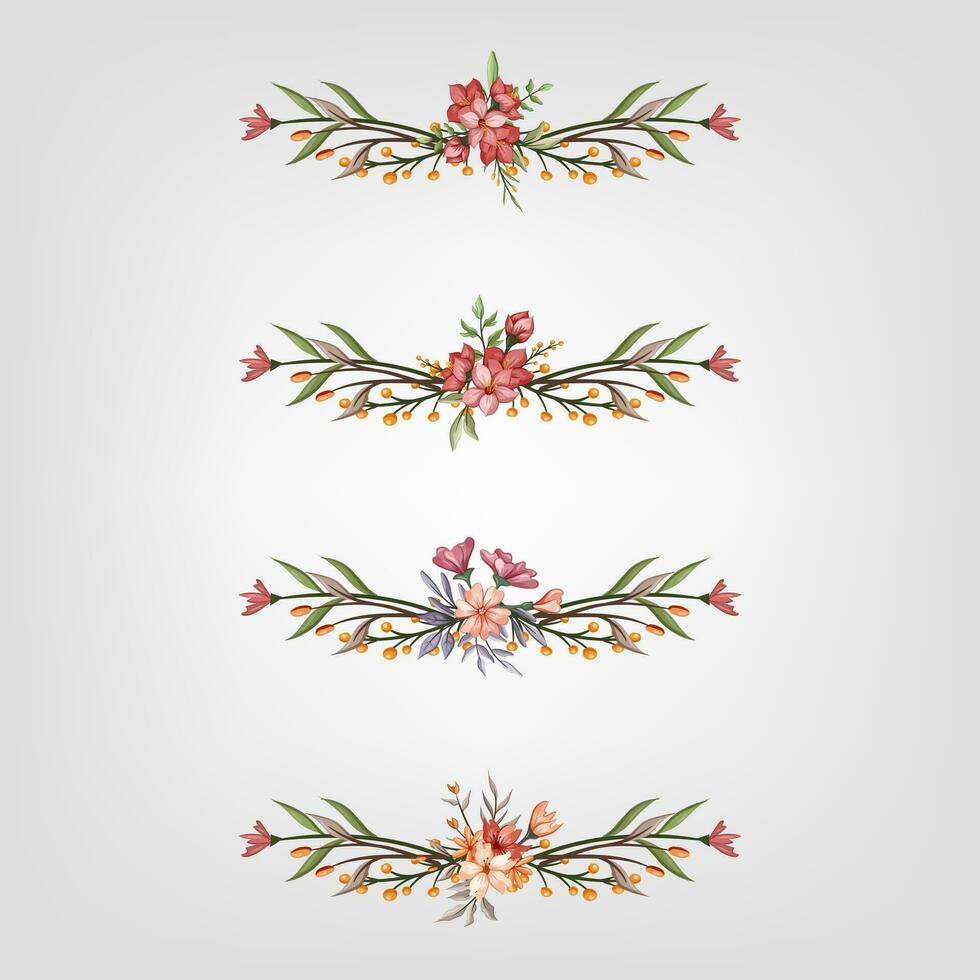 Set botanic blossom floral elements Decorative for Invitation vector