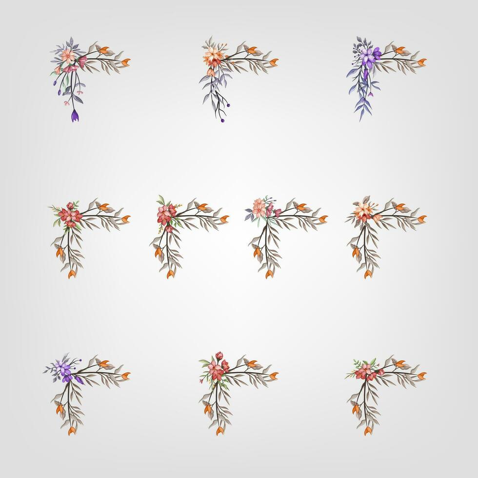 Set botanic blossom floral elements Decorative for Invitation vector