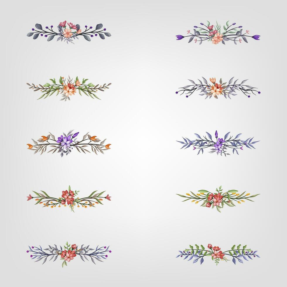 conjunto botánico florecer floral elementos decorativo para invitación vector