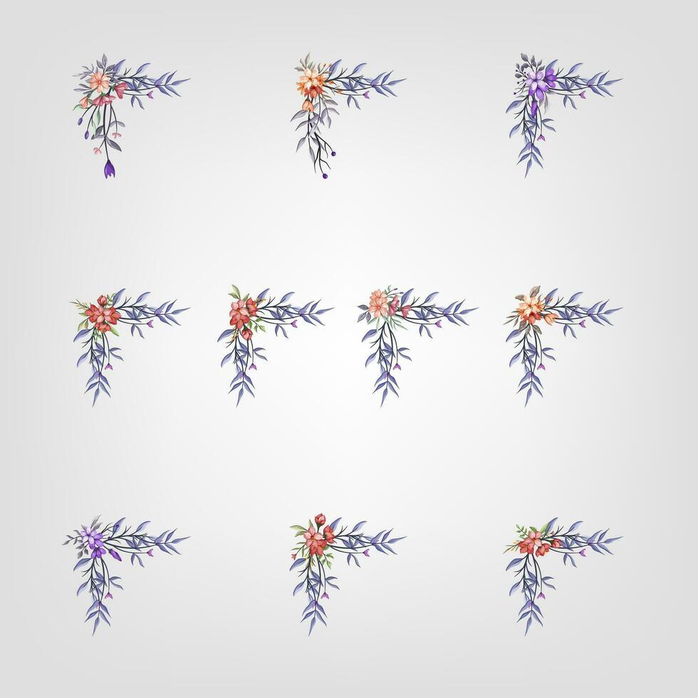 Set botanic blossom floral elements Decorative for Invitation vector