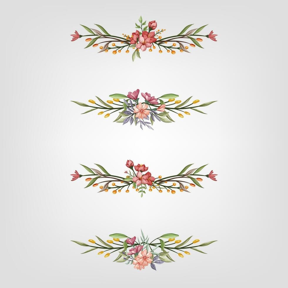 Set botanic blossom floral elements Decorative for Invitation vector