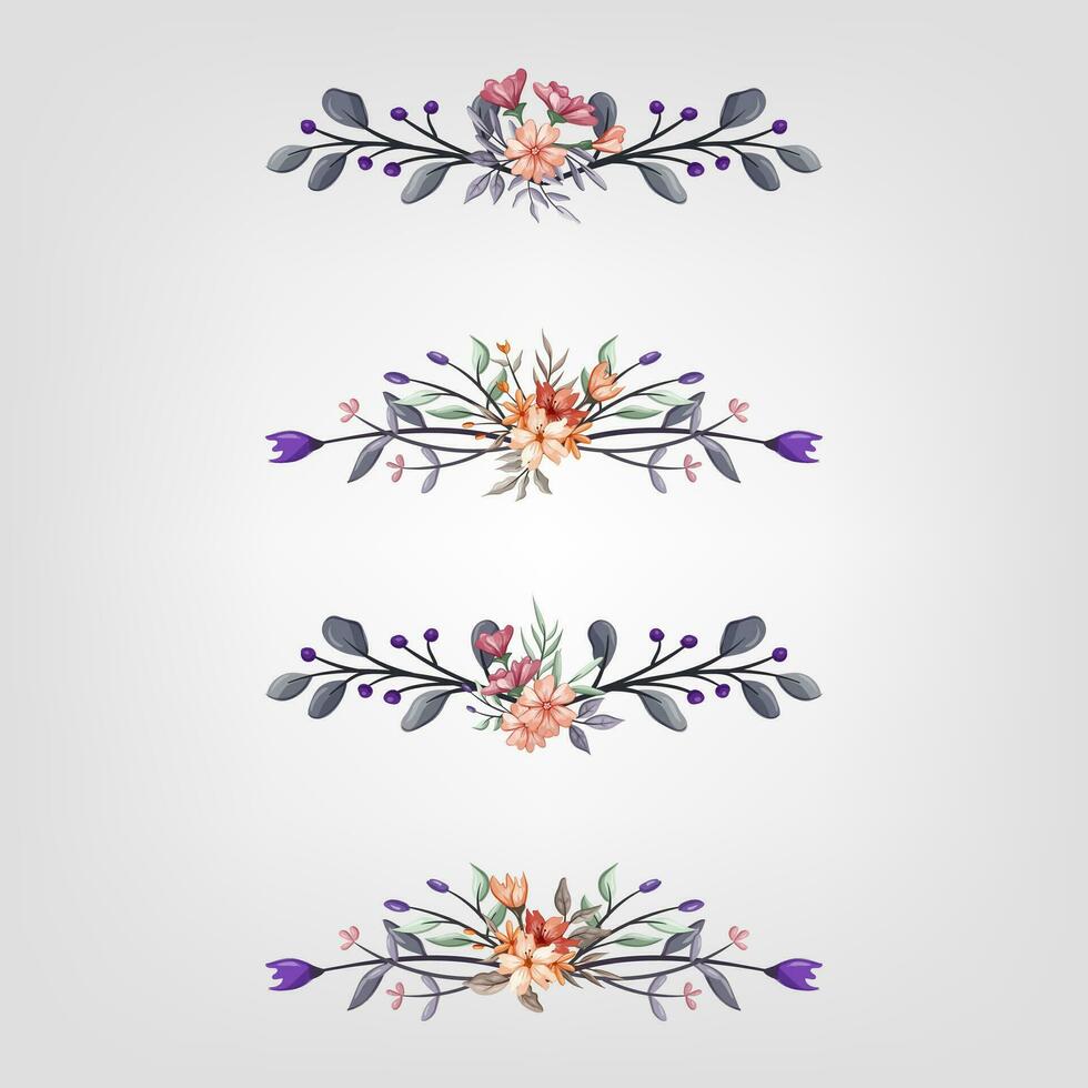 Set botanic blossom floral elements Decorative for Invitation vector