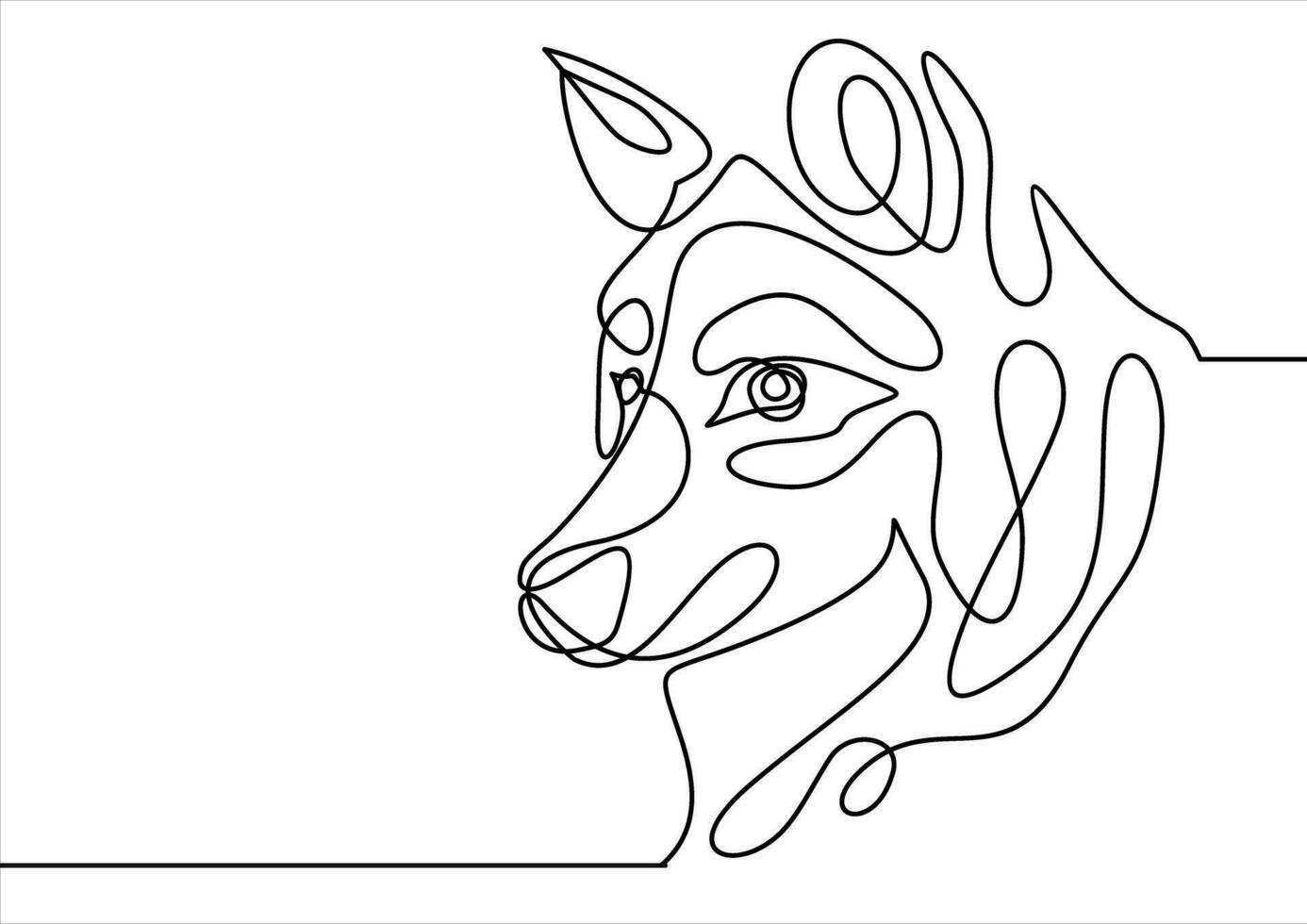 Dog head vector- continuous line drawing vector