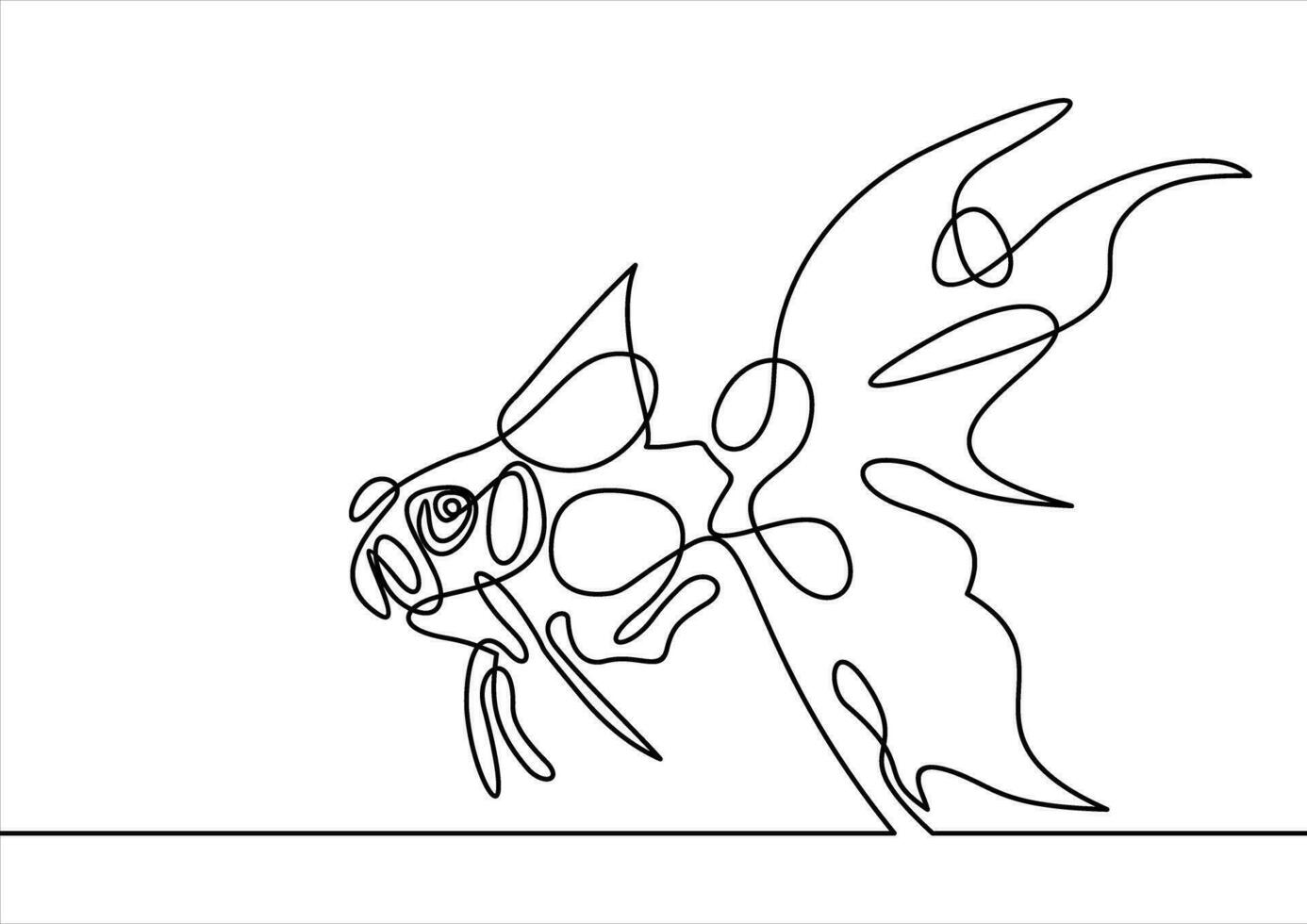 Gold fish continuous line vector