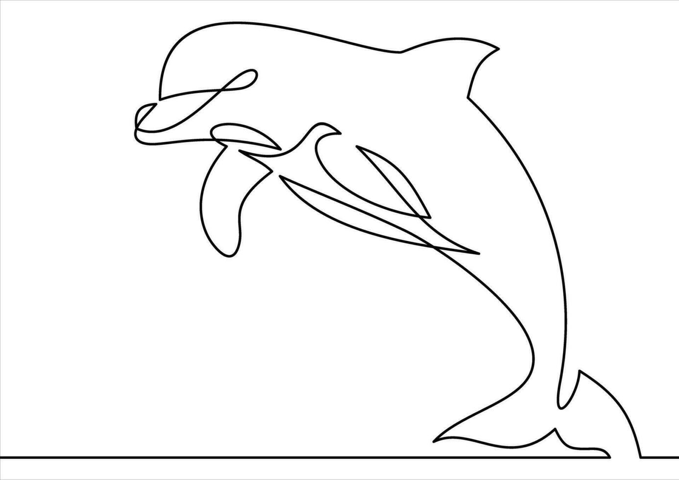 Line style dolphin vector illustration