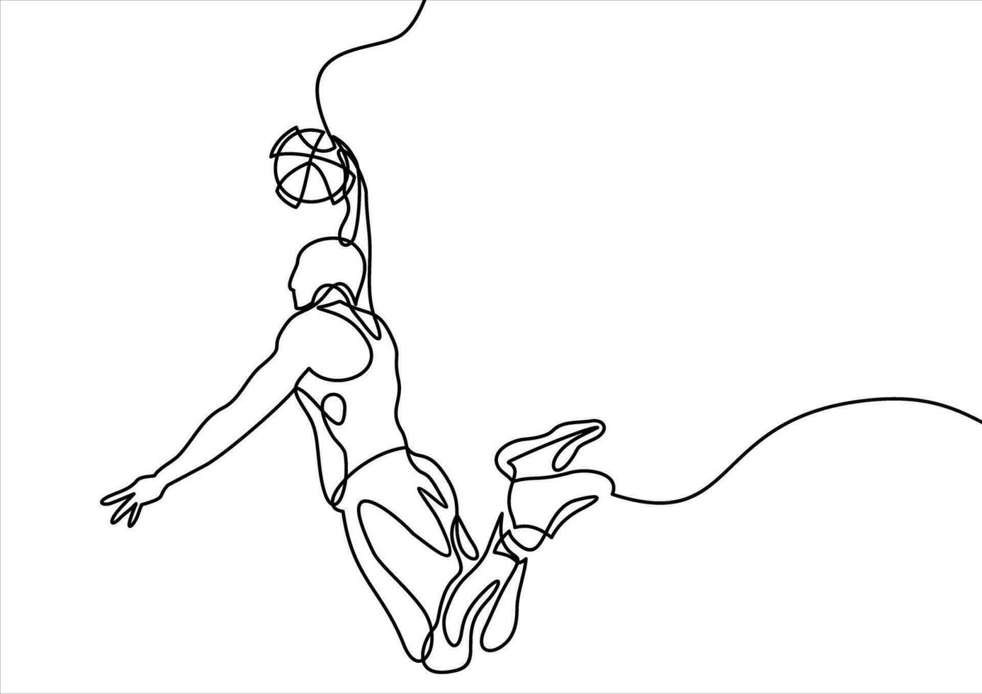 Continuous Line Drawing of Basketball Player vector