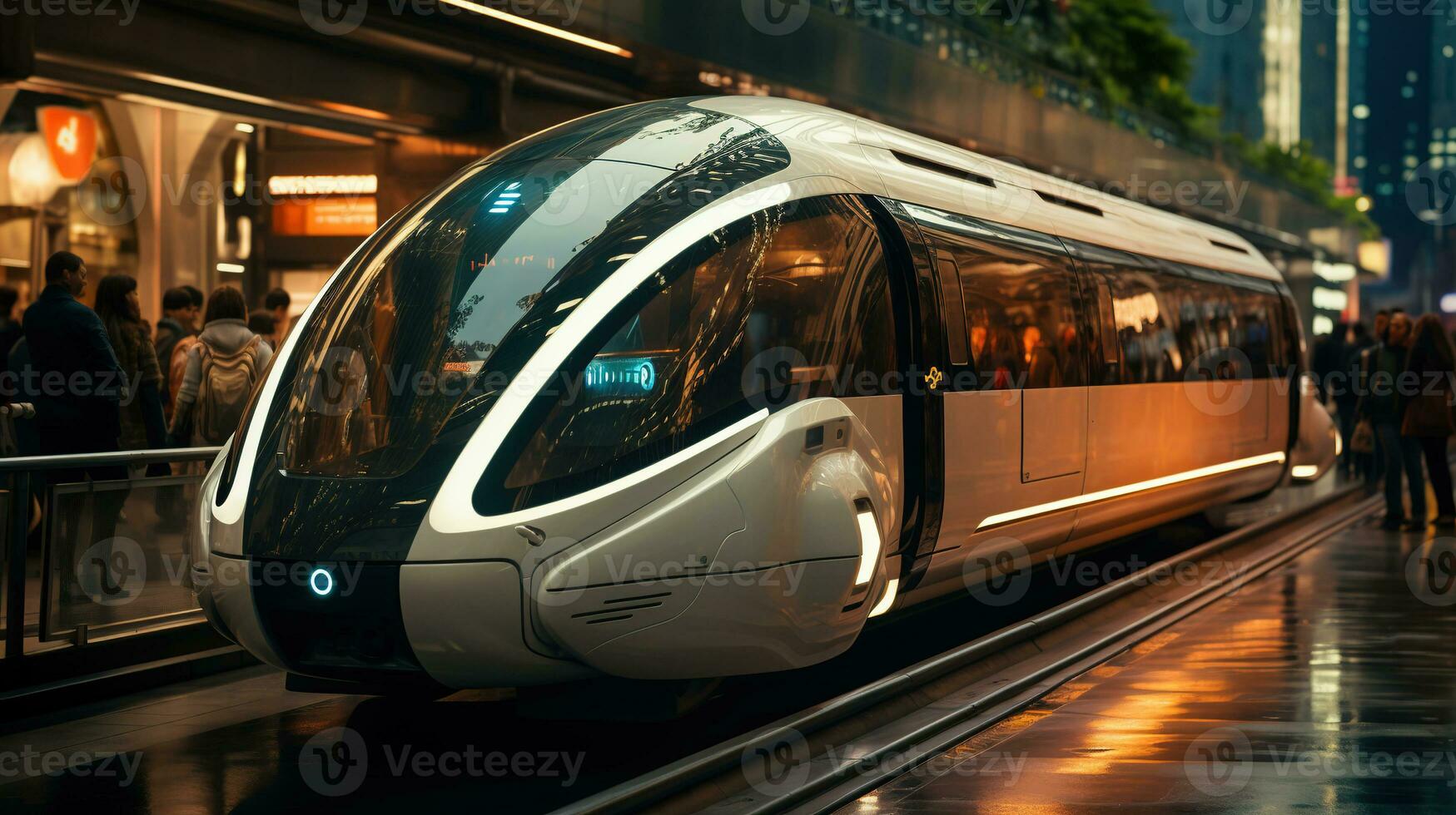 AI generated Future Autonomous Train. Generative Ai. photo