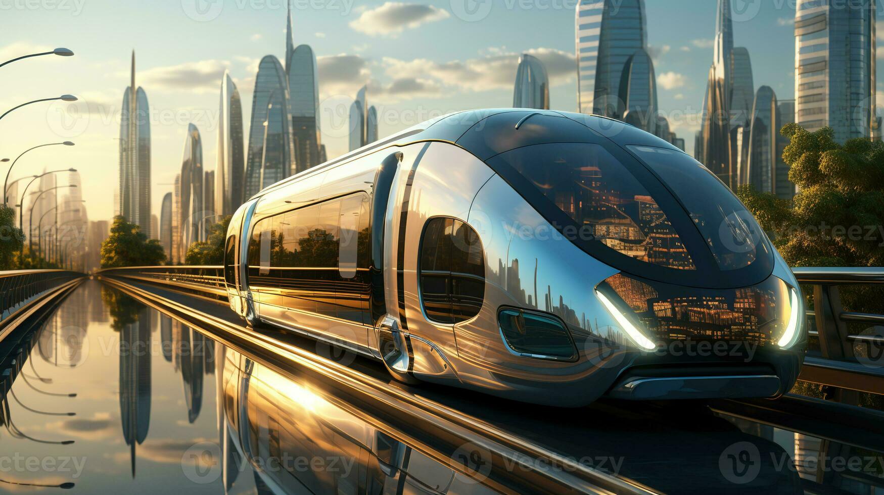 AI generated Future Autonomous Train. Generative Ai. photo