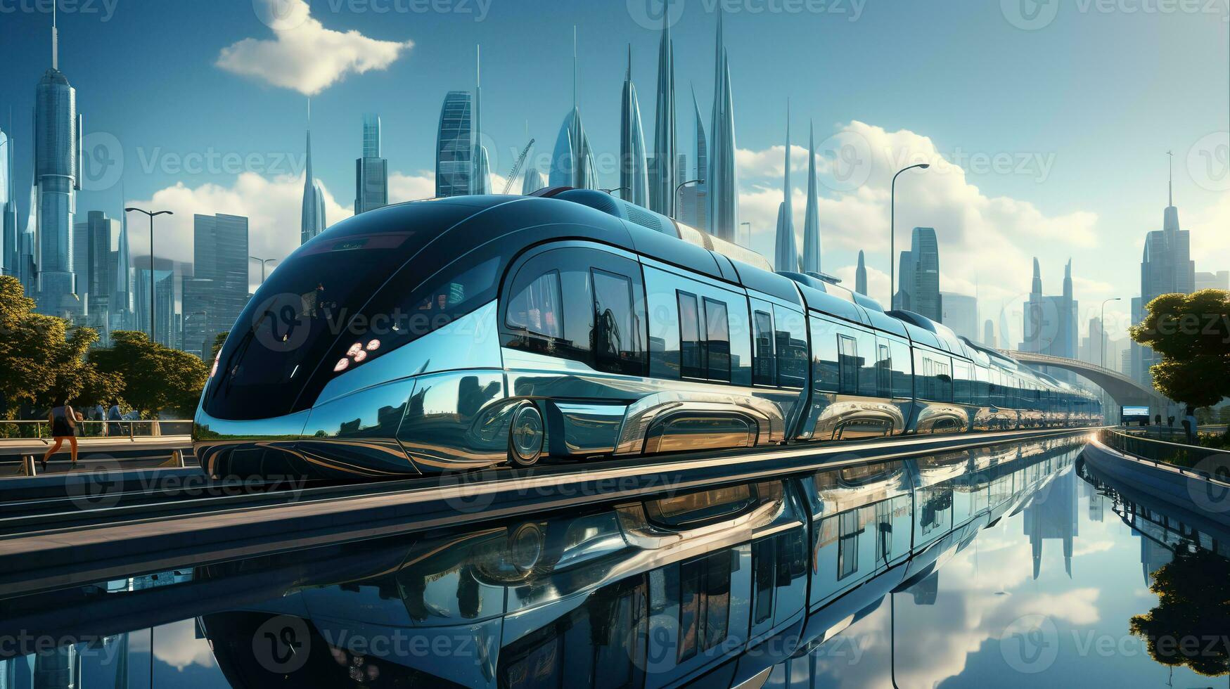 AI generated Future Autonomous Train. Generative Ai. photo