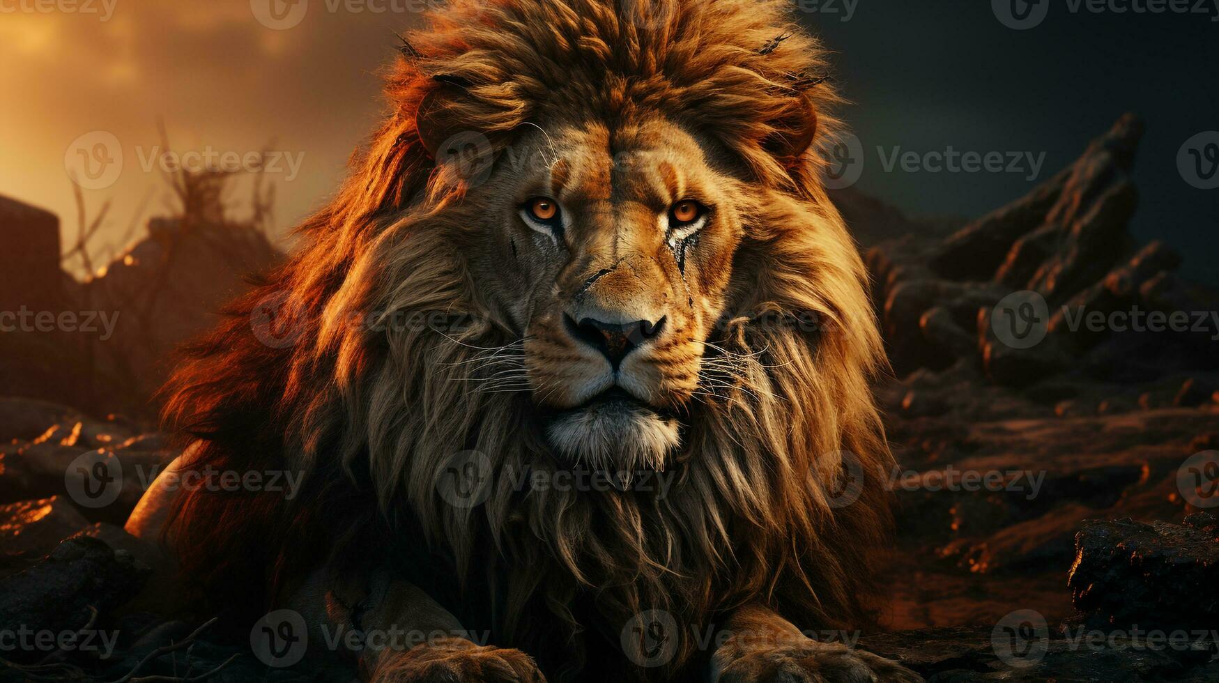 AI generated lion photo wallpaper