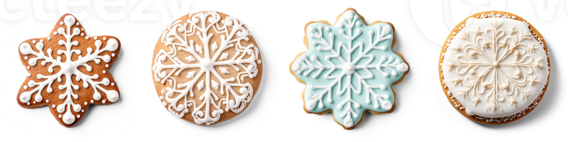 AI generated Set of Frosted Christmas Cookie isolated on transparent background png