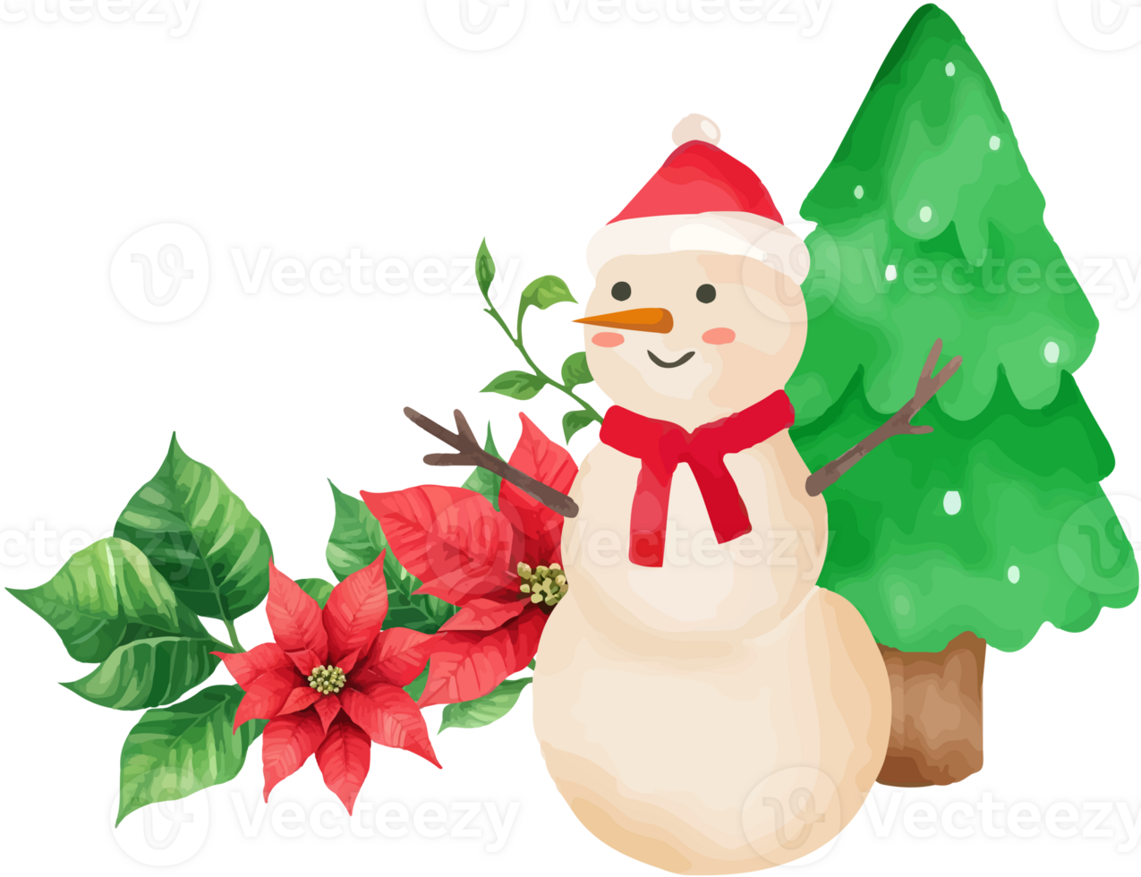 Snowman with christmas decoration png