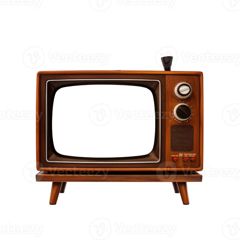 AI generated Retro television on isolated transparent background. Old vintage TV set with copy space png