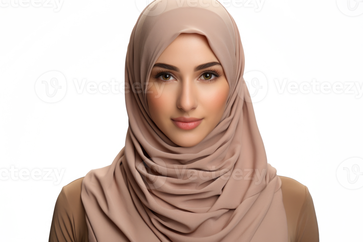 AI generated Portrait of beautiful muslim woman wearing hijab. Islamic woman isolated on transparent background png