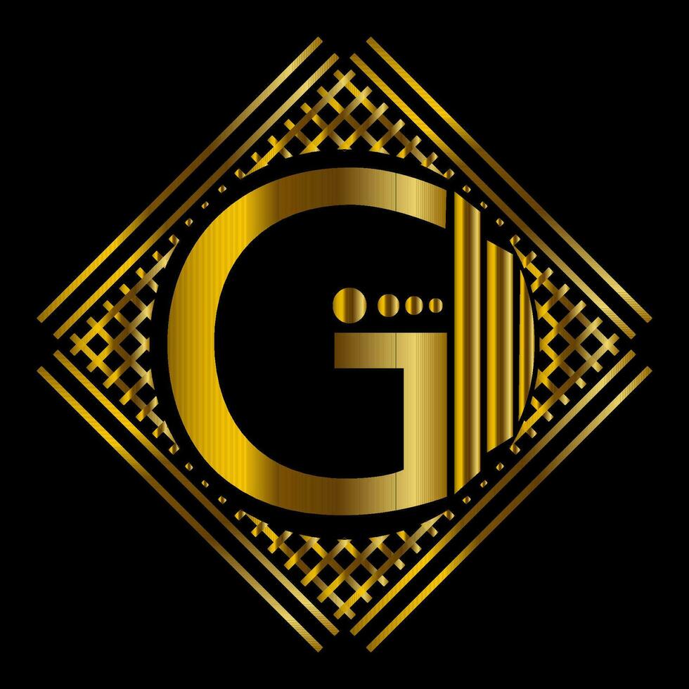 G LOGO GOLDEN LOGO DESIGN REACTANGLE vector