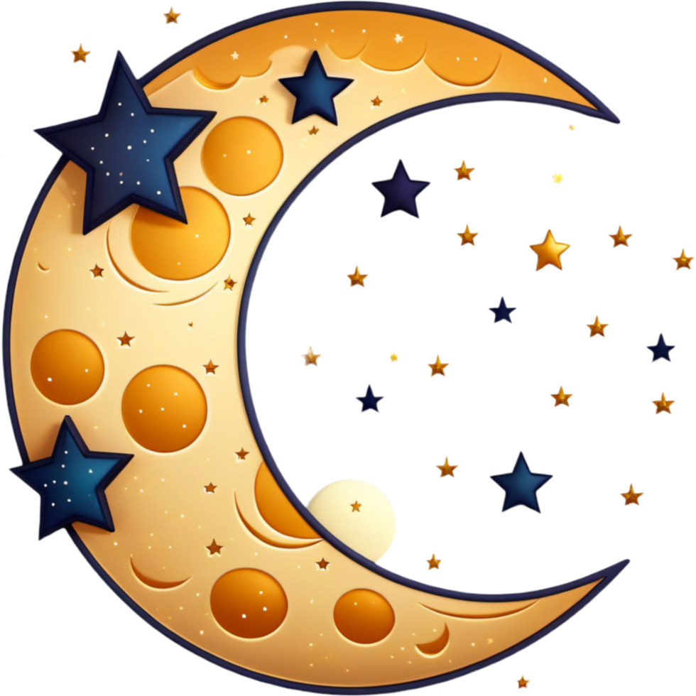 AI generated Cartoon moon with stars. AI Generative png