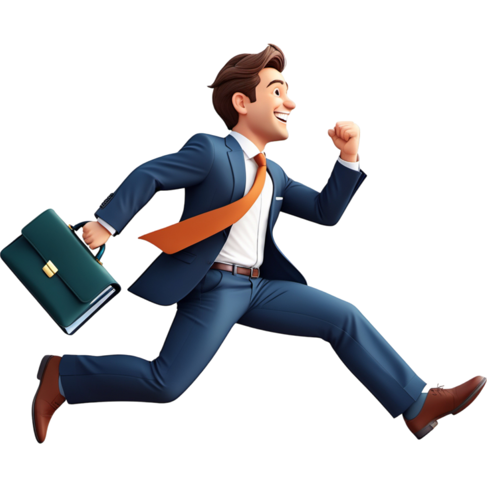 AI generated Smiling business man running. AI Generative png