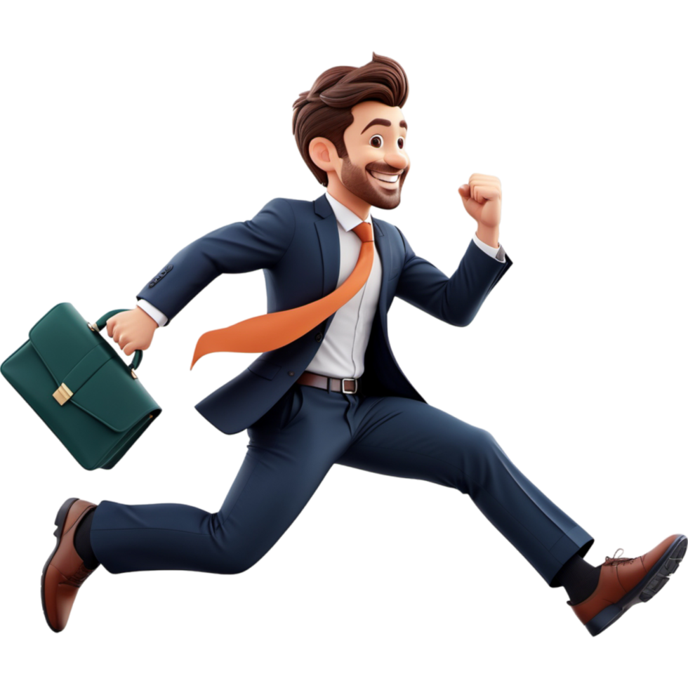 AI generated Smiling business man running. AI Generative png
