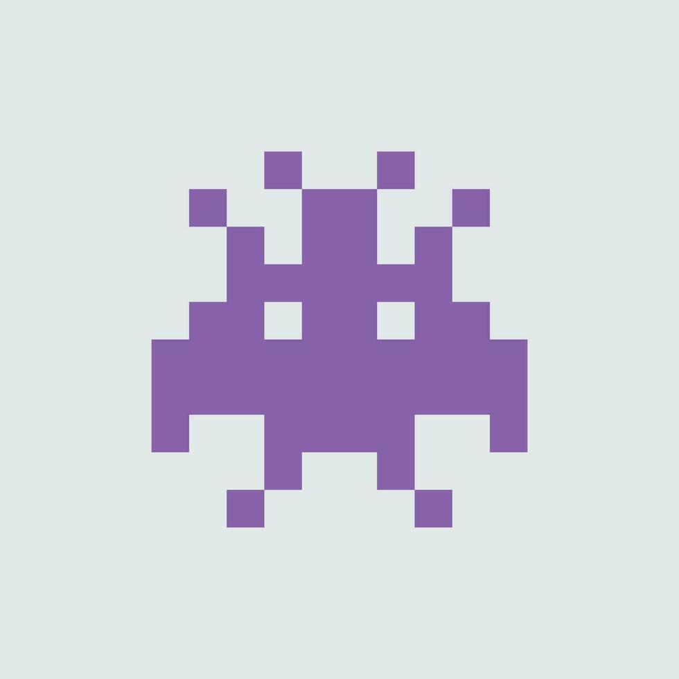 a pixel style alien icon on a white background vector