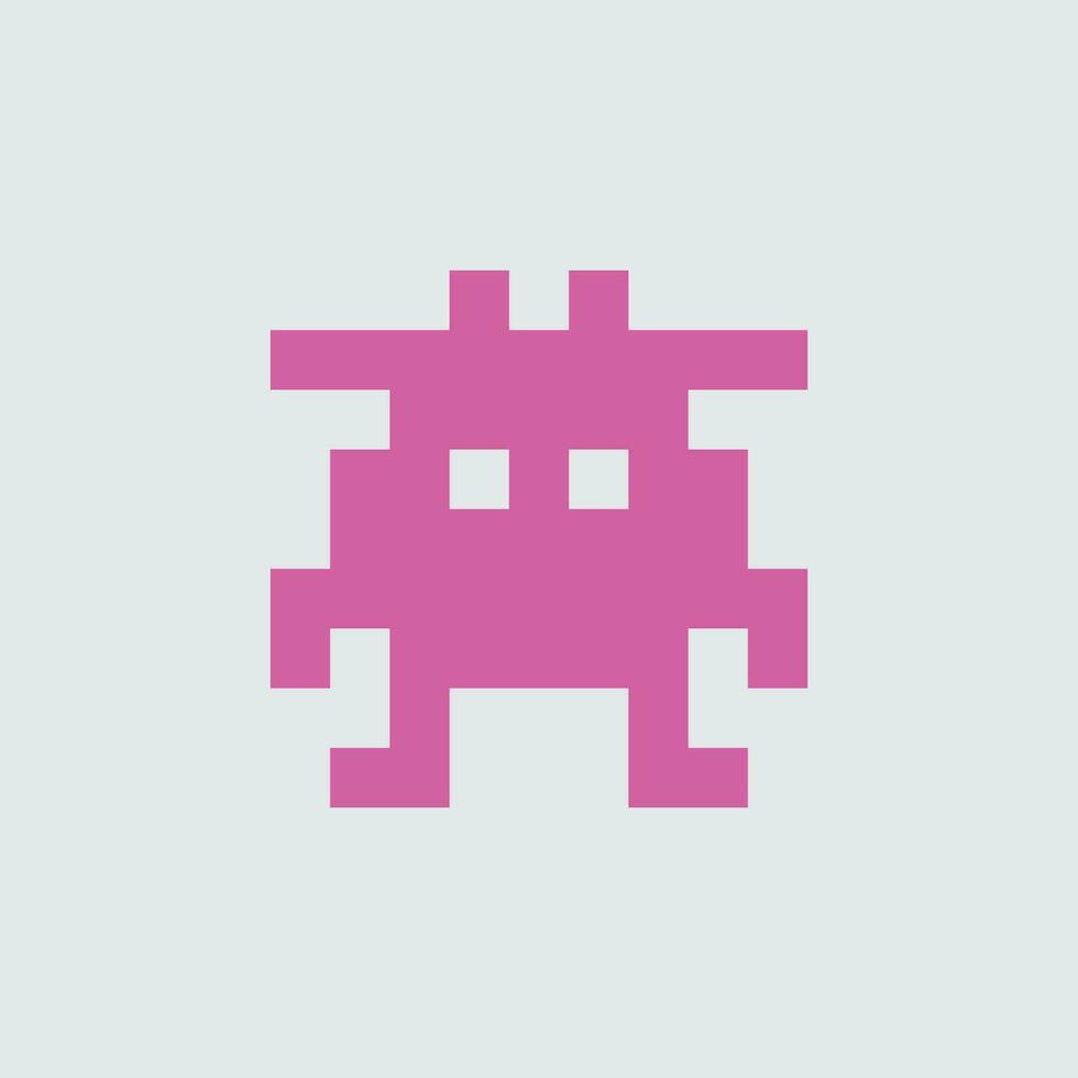 a pink pixel alien on a white background vector