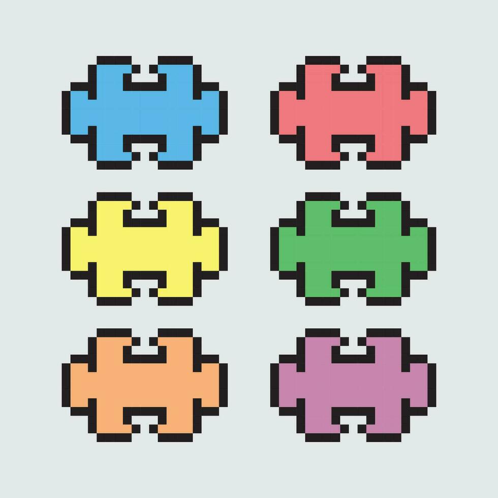 pixel art puzzle pieces set of four colorful puzzle pieces vector