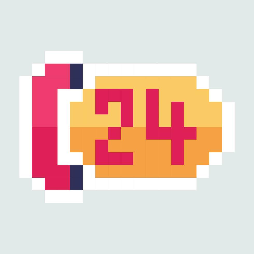 pixel art 24 hour clock icon vector