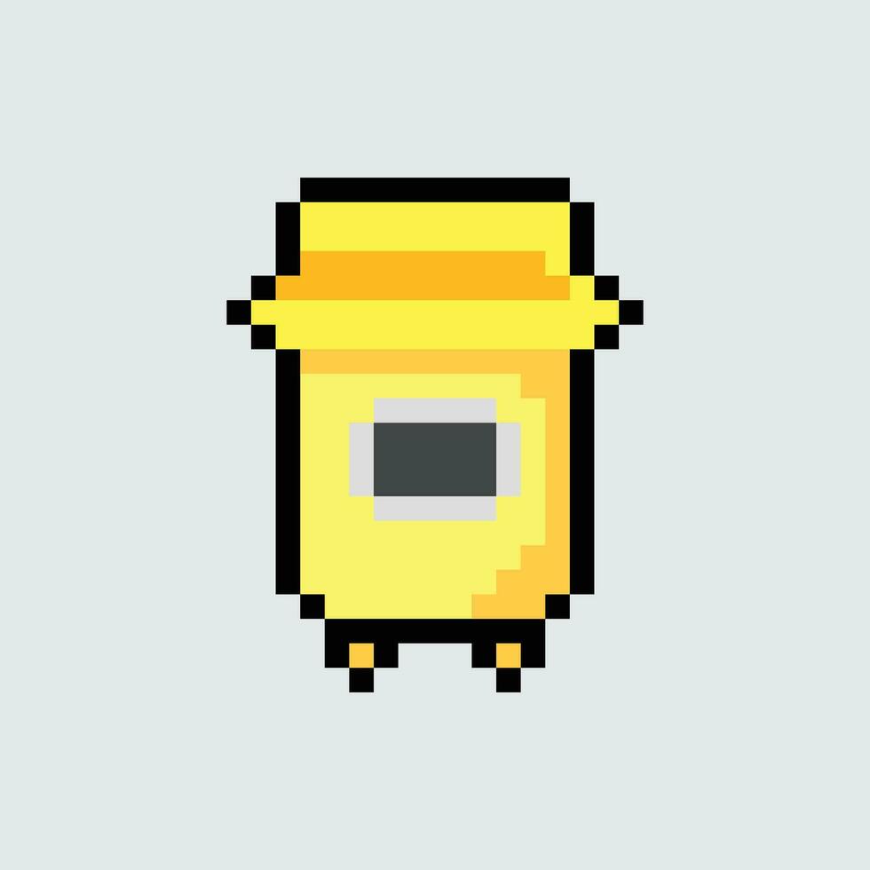 pixel art trash can icon vector