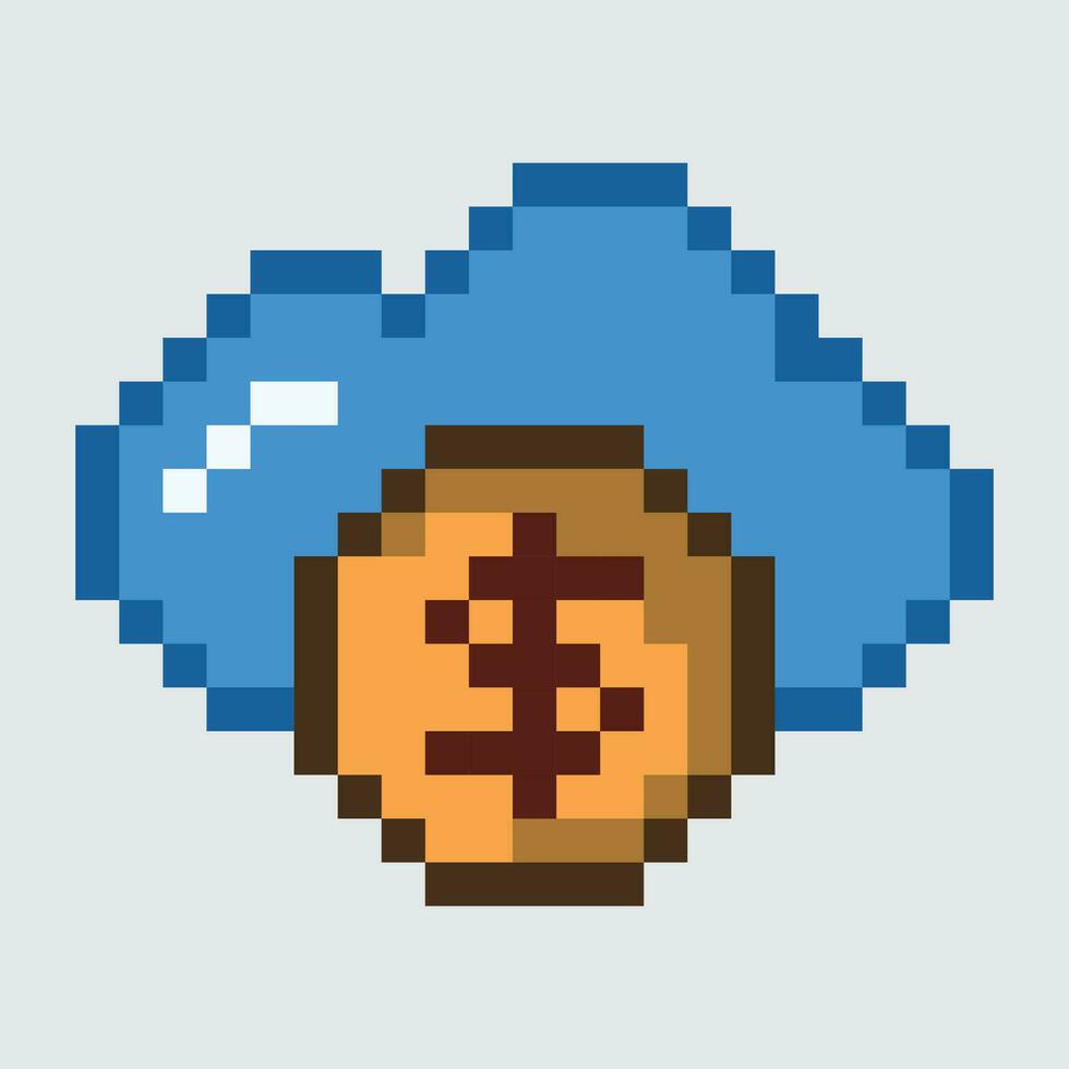 pixel art of a coin and cloud vector