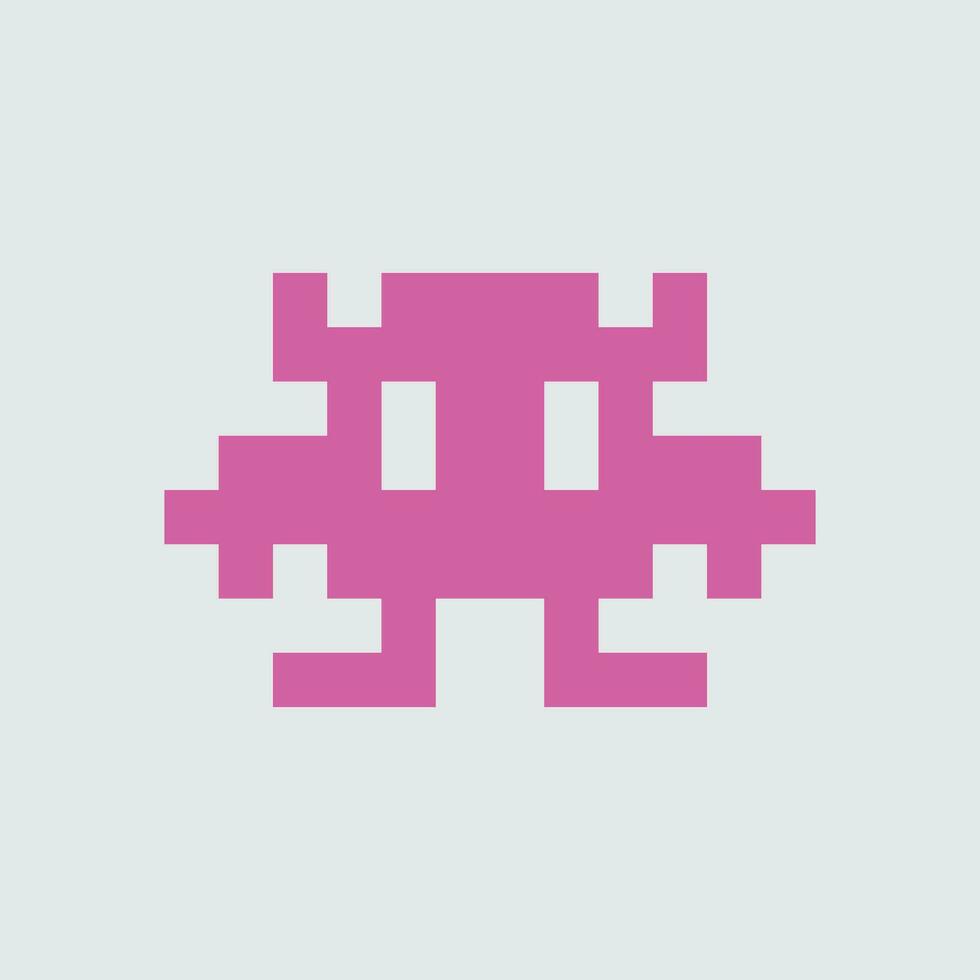 a pink pixel alien on a white background vector