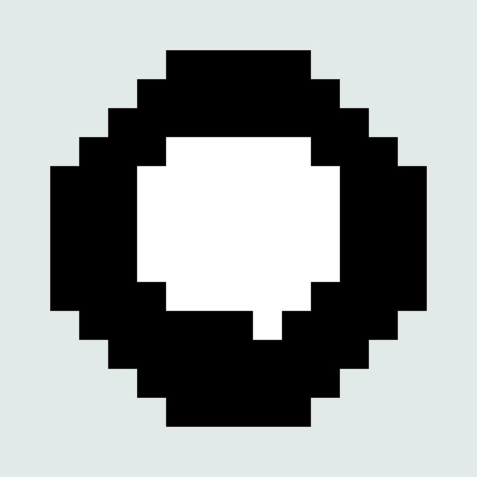 un pixelado habla burbuja icono en un gris antecedentes vector