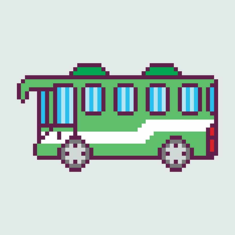 pixel bus icon, pixel art, vector illustration