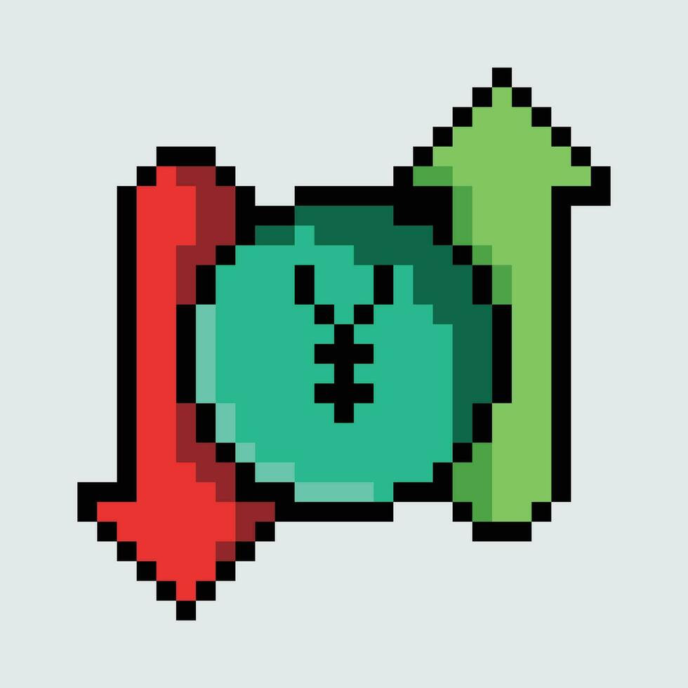 pixel art of a dollar sign and arrows vector