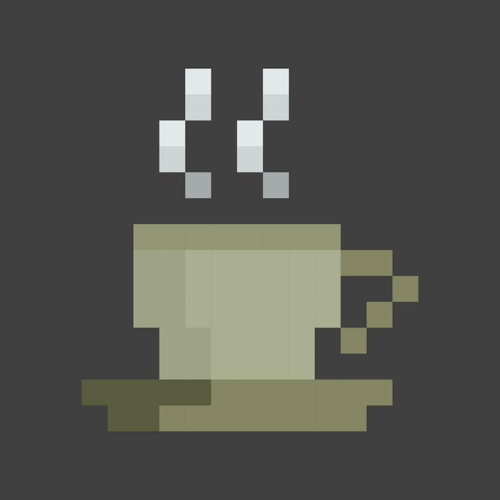 a pixel art cup of coffee on a black background vector