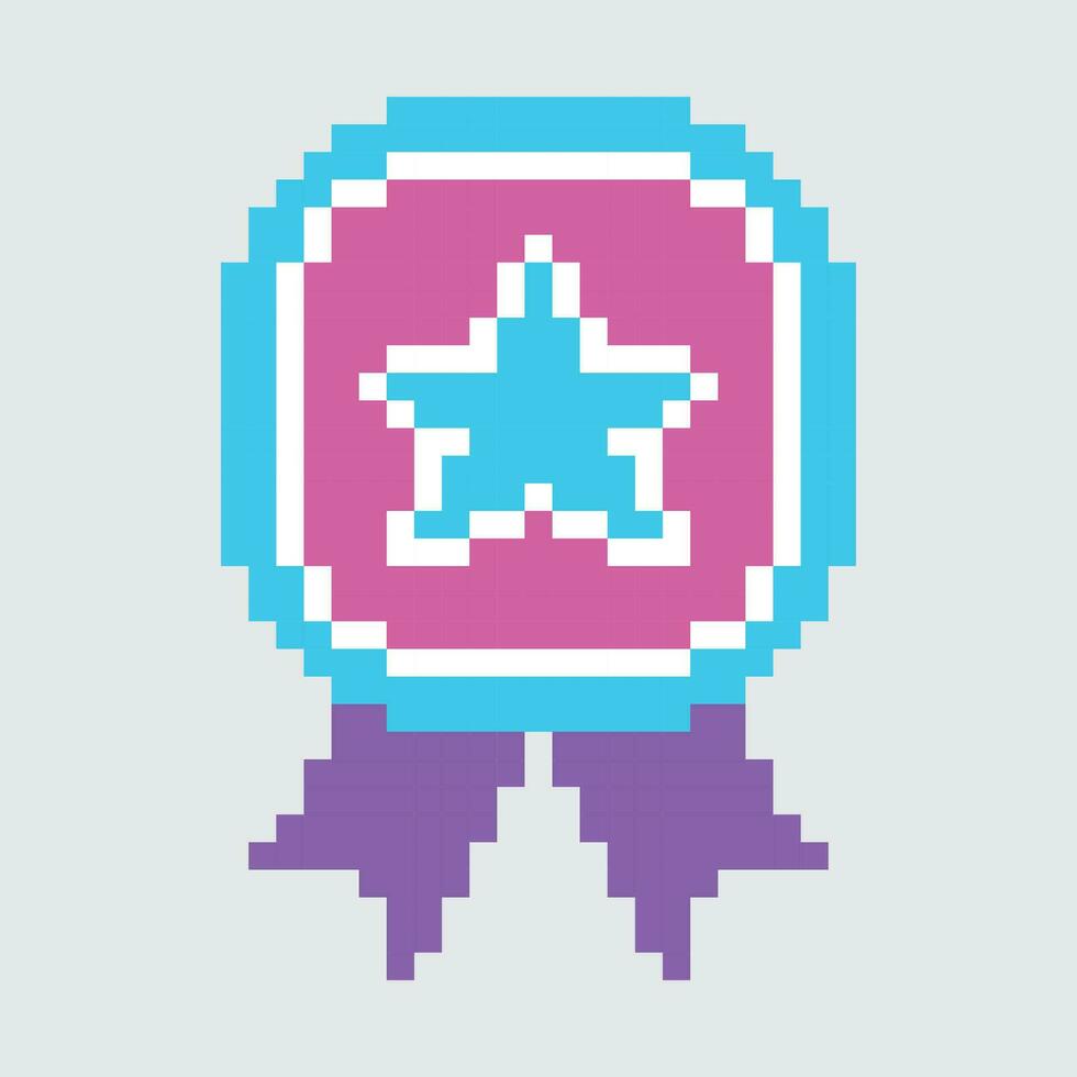 pixel star badge icon vector illustration