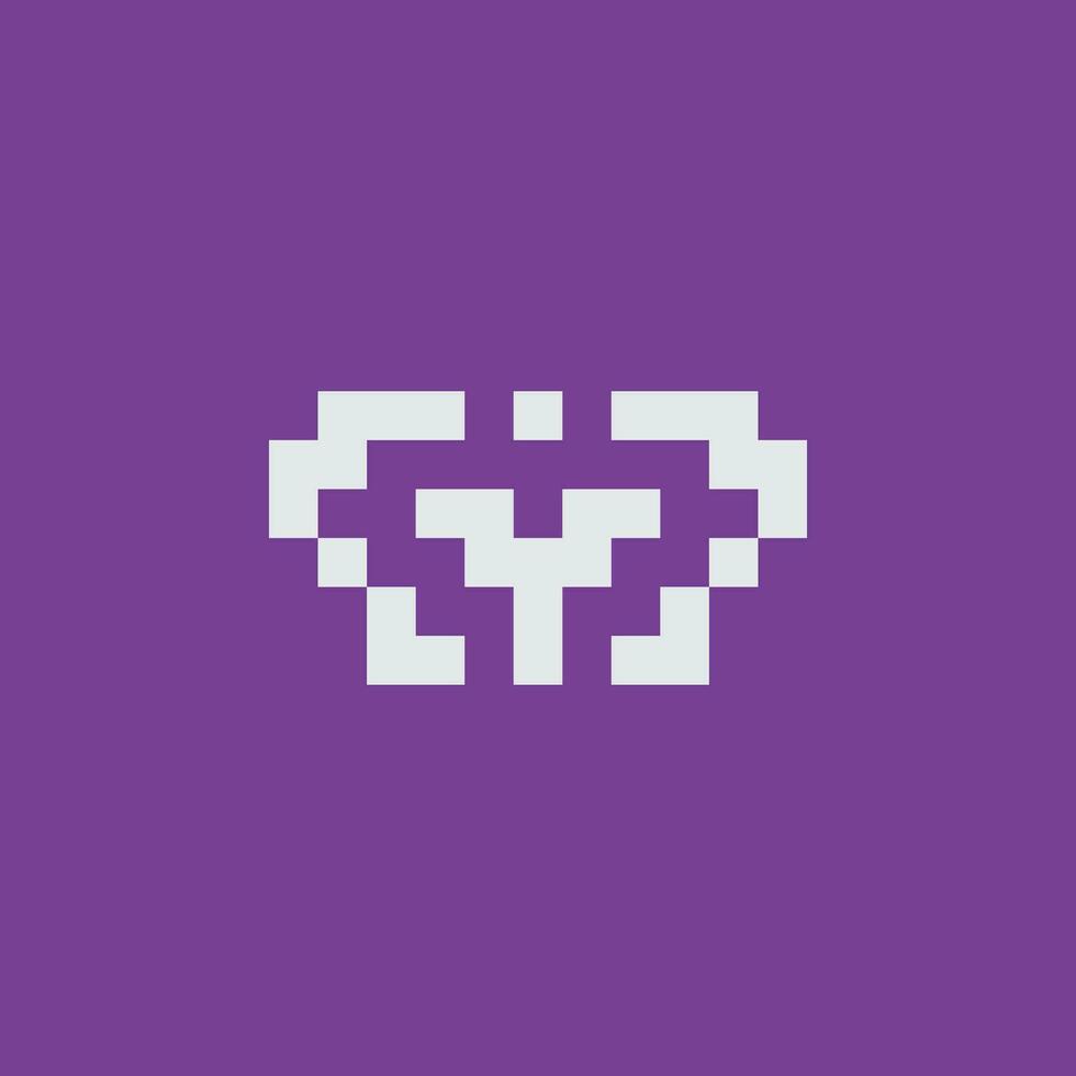 a pixelated logo on a purple background vector