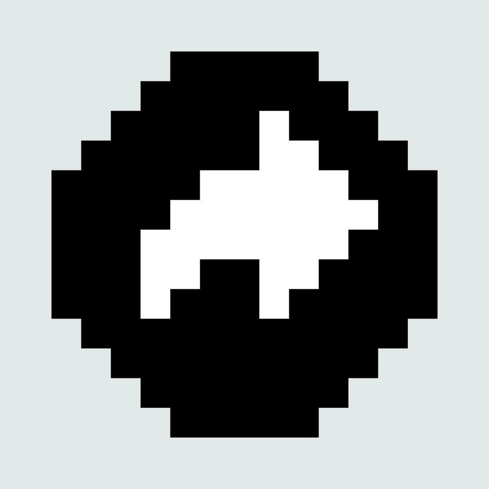 un pixelado negro y blanco flecha señalando izquierda vector